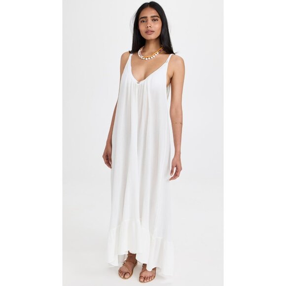 NWT 9seed Paloma in White Cotton Gauze Low Back Maxi Tank Dress O/S One Size - Picture 1 of 11